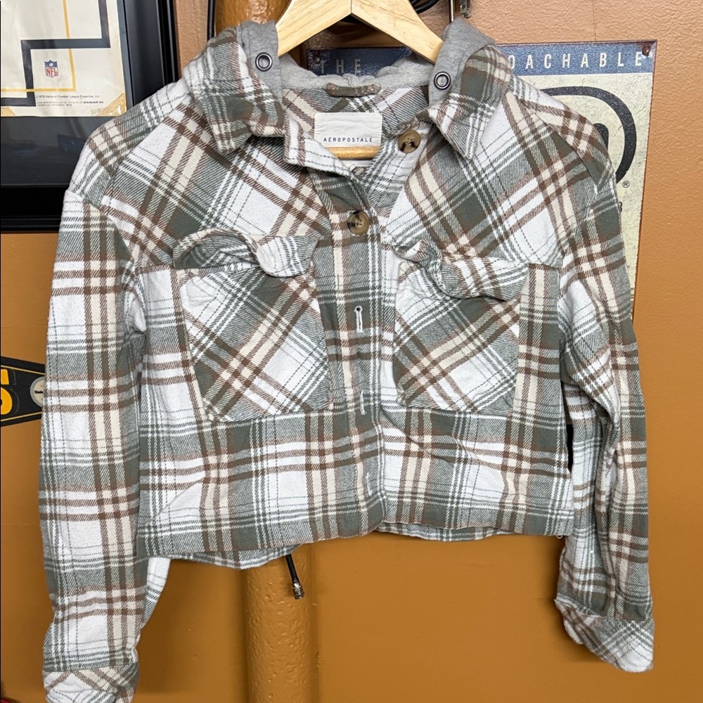 Hooded Crop Top Flannel